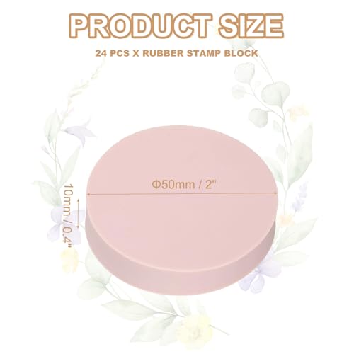 PATIKIL 24Pcs 2" Rubber Carving Blocks, Soft Linoleum Art Carving Block Round Crafts Stamp Making for Printmaking Stamps Carving Supplies, Pink - color: Pink