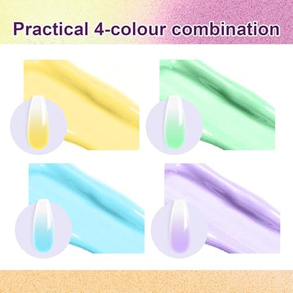 Gradient Painting Gel, 4 Bright Colors Ombre Gel Nail Polish Spring Summer Light Blue Green Sponging for Pigment Pat Aura Nails French Manicure Soak Off UV DIY Nail Art Ice Cream Dream Set - color: Ice Cream Dream Set