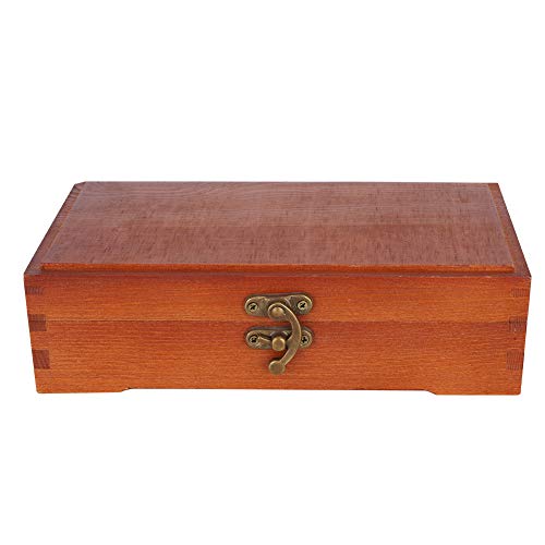 Art Supply Wooden Storage Box, Small Vintage Storage Box with Hinged Lid and Lock for Pastels Pencils Pens Markers Brushes Storage