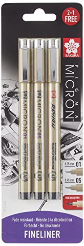 SAKURA Pigma micron 3 01/05 + brush Black