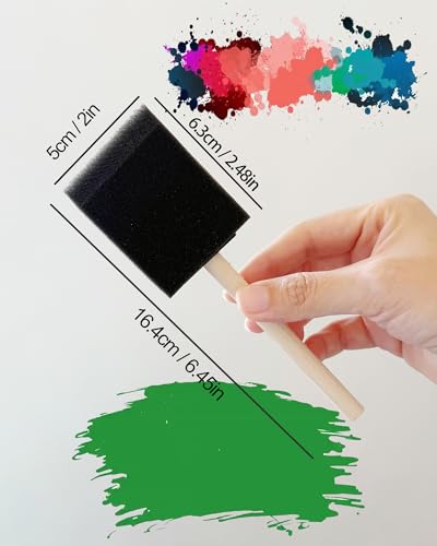 WAFJAMF 30 Pack Poly Foam Paint Brushes 2 Inch Sponge Painting Brushes Wood Handle Paint Sponges Set for Painting Cleaning - size: 30 Pcs
