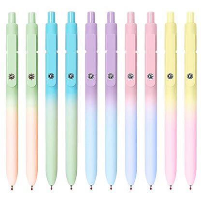 UIXJODO Gel Pens, 10 Pcs Black Ink Pens for Women, 0.7mm Medium Point Smooth Writing Pens with Silicone Grip, High-End Series Metal Clip Retractable Pens for Journaling Note Taking (10 Pcs Pastel) - color: 10 Pcs Pastel