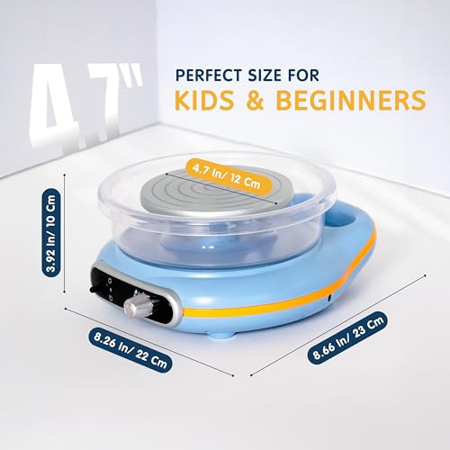 Pottery Wheel for Kids | Clay Machine for Beginners | 4.7 Inch Electric Mini Wheel Kit for Arts | Includes 8 Piece Tool Set and Paint | Educational Pottery Kit for Adults
