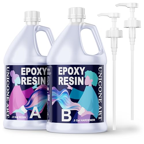 Resin Epoxy Kit 1 Gallon Craft Kit Gift - (.5 Gal Resin + .5 Gal Hardener) - Non-Toxic, Crystal Clear, Odor-Free, UV Resistant, High Gloss Art Epoxy - size: gal