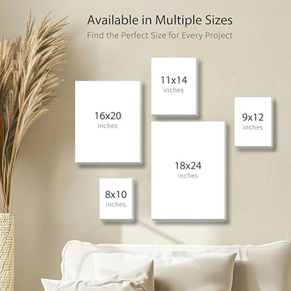 Bianyo 9x12 Inch Stretched Canvas for Painting – 8 Pack, 100% Cotton, Triple Primed & Acid-Free, Heavy-Duty Wood Frame, Blank Canvas for Acrylic, Oil, Watercolor & Mixed Media