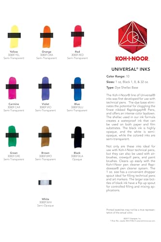 Koh-I-Noor Dye-Based Universal Drawing Ink 32 Oz. Bottle, Black - size: 32 fl oz