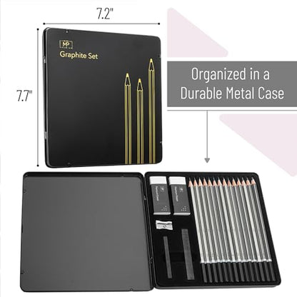 Mr. Pen- Drawing Sketching Pencil Set, 19 pcs, Graphite Pencils (10B-6H) | Graphite Sticks, Erasers, Metal Sharpener, for Drawing, Sketching, Shading & Art Projects - size: 19 pcs