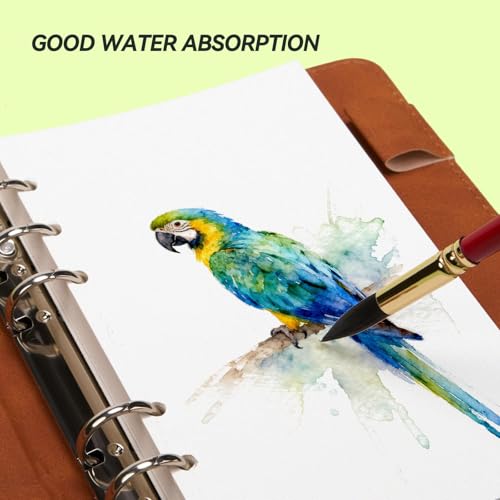 Lightwish Watercolor Sketchbook Refillable 100% Cotton, 300gsm (140lb) - 6.69" x 3.94" Hot Press Watercolor Paper Journal Notebook - 20 Sheets with PU Leather Cover for Drawing Mixed Media - color: green