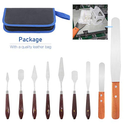 Glarks 9Pcs 3D Printer Accessories 3D Print Removal Tool Shovel Tool Set, Stainless Steel 3D Printer Spatula Palette Knife with Sturdy Wooden Handle to Remove Models from 3D Printers