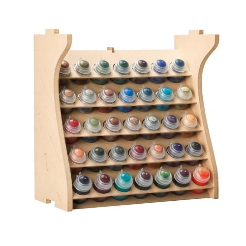 Wooden Model Organizer, Paint Rack with MDF Material for 35 Paints Bottles, Craft Holder Suitable for Tamiya/Vallejo/Citadel, GK11 (Can be combined with other GK style)
