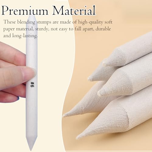 Hodyludy 48 Pcs Blending Stumps and Tortillions, Oil Pastel Blending Pencils, Paper Art Blenders Sticks, Sketch Shading Pencils for Students, Artists, Charcoal & Drawing Supplies