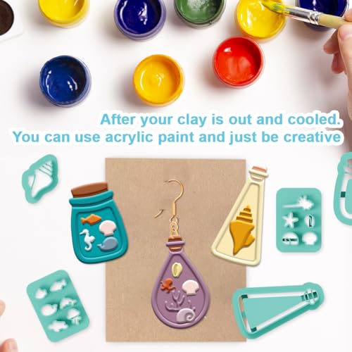 16Pcs Glass Bottle Polymer Clay Cutters Drift Bottle Ocean World Clay Earrings Cutters Polymer Jewelry Cutter for Earrings Making Birthday Party DIY Supplies - style: Glass Bottle