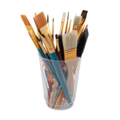 Oodles of Brushes Economical Art Brush Set of 25 - Balanced Assortment of Economical Brushes for Art, Craft, Hobby and Home Single - size: Pack of 25