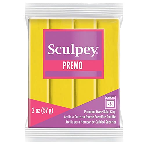 Sculpey Premo™ Polymer Oven-Bake Clay, Cadmium Yellow Hue, Non Toxic, 2 oz. bar, Great for Jewelry Making, Holiday, DIY, Mixed Media and More. Premium Clay Perfect for clayers and Artists. - color: Cadmium Yellow Hue