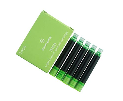Asvine Fountain Pen Ligth Green Ink Cartridges, Set of 30 Refill Ink Cartridges, 3.4 mm Bore Diameter - color: Light Green