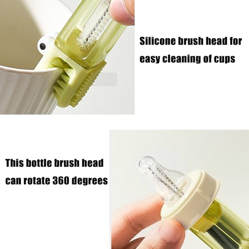 PandaEar 3-in-1 Crocodile Bottle Lid Cleaning Brush Set, Tiny Crevice Gap Cleaner for Insulated Tumblers, Sport Water Bottles & Baby Bottles, 3 PCS Brush for Lids & Straws (Blue/Orange/Green)