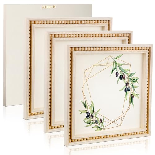 Wenqik 4 Pack Beaded Wood Canvas Panels Unfinished Wooden Blank Framed Signs Boho Style Panel Boards Square Plaques for DIY Crafts Painting Pouring Drawing Art Projects(8 x 8 Inch) - size: 8 x 8 Inch