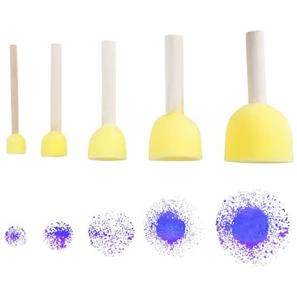 10 Pcs Round Painting Sponges Foam Brushes Foam Stencil Sponge Daubers Wood Handle Sponge Brush Painting Sponge Sticks Tools
