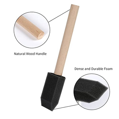 Mister Rui 1 Inch Foam Paint Brushes, 12 Pack – High Density Poly Sponge Brushes for Painting, Mod Podge, Decoupage, Crafts & Cleaning - color: Foam Brush Set | Pack of 12