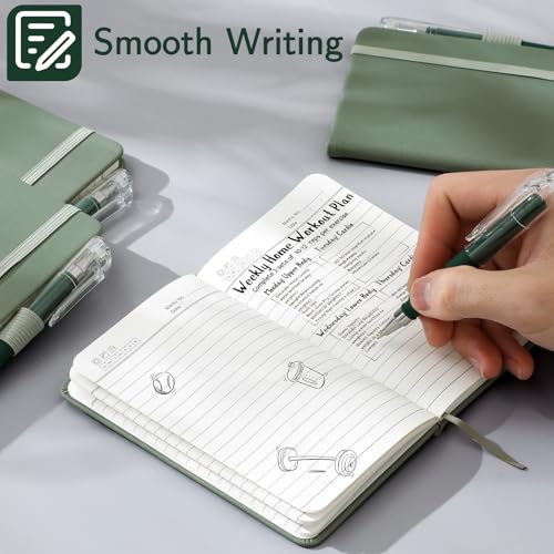 NETANY 4 Pack Small Notebook Pocket Notebook, A6 Mini Leather Hardcover Journal, 3.7" X 5.7", 416 Pages Note Pads, Green - color: Green