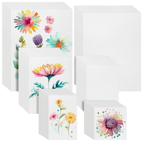 Dunzoom 100 Sheets Watercolor Paper Bulk 9'' x 12'', 8.5'' x 11.5'', 4''x4'', 3.5''x 5.5'', 5''x7'', 4''x6'' Artist Painting Drawing White Paper Book Water Color Art Supplies for Artist Painting Craft - size: Rectangular Size