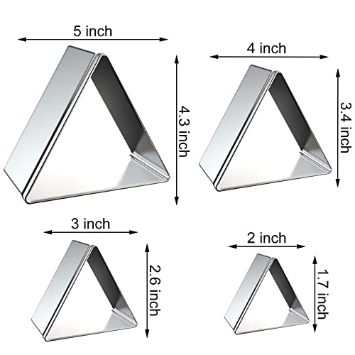 Equilateral Triangle Cookie Cutter Set Large - 5 Inch, 4 Inch, 3 Inch, 2 Inch - Geometric Frame Plaque Cookie Cutters Shapes Molds - Stainless Steel - color: Triangle