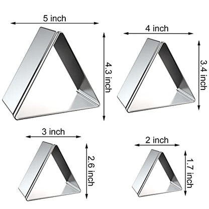 Equilateral Triangle Cookie Cutter Set Large - 5 Inch, 4 Inch, 3 Inch, 2 Inch - Geometric Frame Plaque Cookie Cutters Shapes Molds - Stainless Steel - color: Triangle