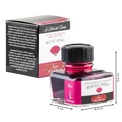 Herbin Fountain Pen Ink - 30ml Bottled - Rouge Opera - color: Rouge Opera, size: 1 fl oz