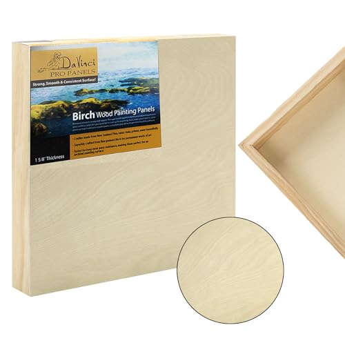 Da Vinci Pro Birch Wood Panel 1-5/8" Deep – Bundle of 4 Small Rectangular Panels - Fine Textured, Warp Resistant, Lightweight & Rigid –for Mounting Sanded Pastel or Watercolor Paper, Linen or Canvas
