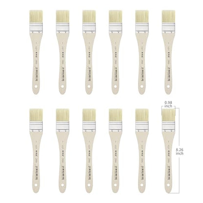 XDT#2806 Hake Artist Paint Brush 12 Piece Set #0.98in, Hog Bristle Flat Brushes for Painting, Acrylic Oil Watercolor - size: #1 12Pc Set