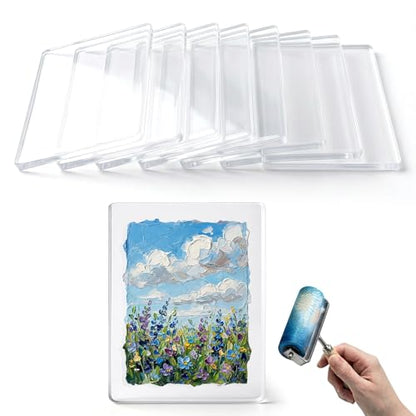 8 Pack Gel Printing Plates for Printmaking, 8x10 Inch Large Reusable Monoprinting Plate, 1cm Extra Thick Gel Plate for Arts and Crafts, Mixed Media, Acrylic Paint, Block Printing Supplies