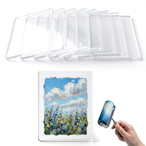 8 Pack Gel Printing Plates for Printmaking, 8x10 Inch Large Reusable Monoprinting Plate, 1cm Extra Thick Gel Plate for Arts and Crafts, Mixed Media, Acrylic Paint, Block Printing Supplies