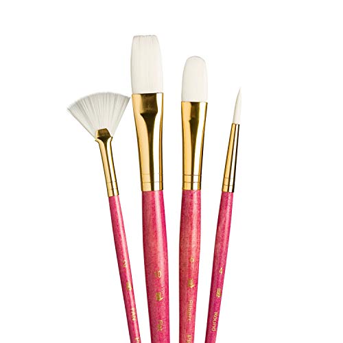 Princeton RealValue Brush Set, White Taklon, Pink Handle, 4 Piece, 1 Count - style: Set-9182