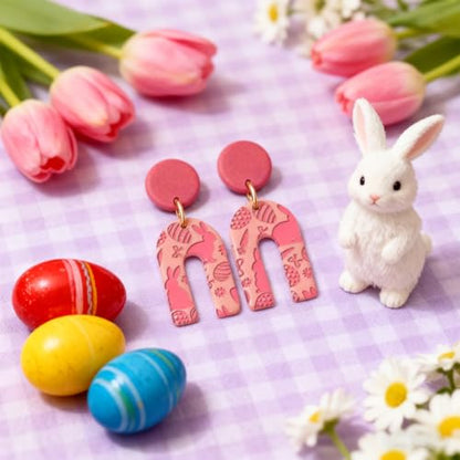 CHGCRAFT 4 Pcs Easter Polymer Clay Texture Sheets Bunnies Silicone Texture Stamp Easter Eggs Clay Texture Mat Background Modeling Pattern Pad for Jewelry and Clay Earrings Tools, 5.5x5.5 inch - style: Easter Background