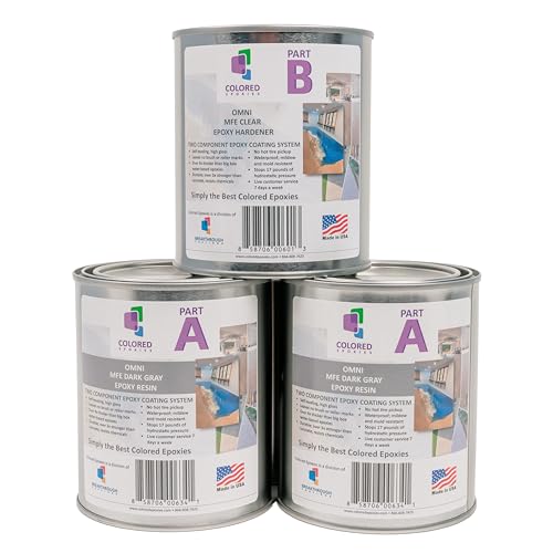Coloredepoxies 10007 Dark Gray Epoxy Resin Coating Made with Beautiful and Vibrant Pigments, 100% solids, For Garage Floors, Basements, Concrete and Plywood. 3 Quart Kit - color: Dark Gray, style: 3 Quart Kit