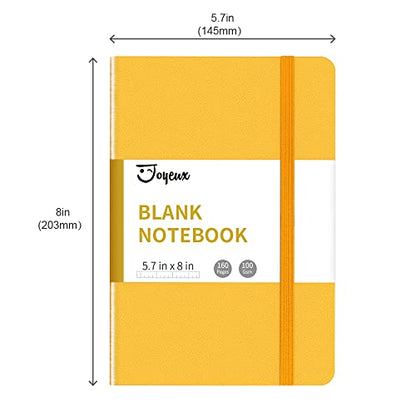 JOYEUX Blank Journal Notebook, A5, 160 Pages 100 Gsm Thick Sketch Books Hardcover Journal for Writing, 5.7 inches x 8 inches Notebooks for Work (Yellow) - color: Yellow