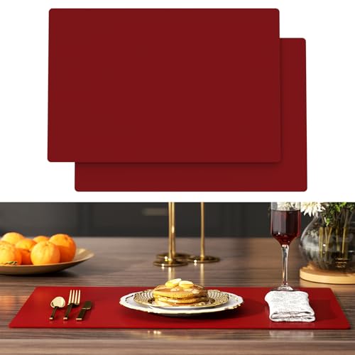 2-Pack Extra Thick Silicone Counter Mats - 24”x16” Large Heat Resistant Kitchen Countertop Protector, Non-Slip Hot Pad Trivet for Air Fryer, Hot Pots & Pans, Coffee Maker(Red) - color: Red