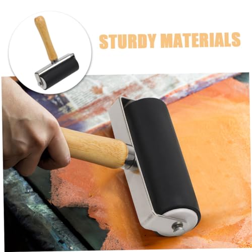 OSALADI 10cm Roller Set 4pcs Rubber Ink Roller Wooden Handle for Printmaking Crafting Watercolor Techniques for Artists and Boys and Girls