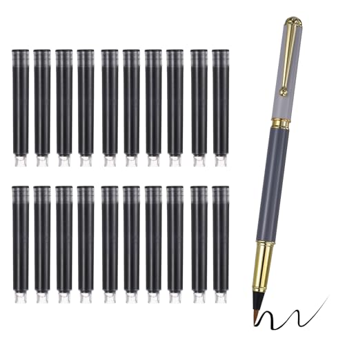 PATIKIL Calligraphy Brush Pens, Refillable Brush Pen Set with Fountain Black Ink Metal Clip Chinese Hand Writing Marker Kits for Lettering Journaling Art Drawing, Grey