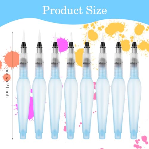Prasacco 8-Piece Watercolour Brush Pens - Refillable Water Brush Pens for Watercolor Painting, Artists, Calligraphy