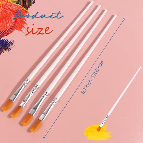 30Pcs Paint Brushes Bulk Flat Nylon Hair Acrylics Paintbrushes Small Oil Watercolors Artist Painting Kits Bulk for Adult, White - color: White