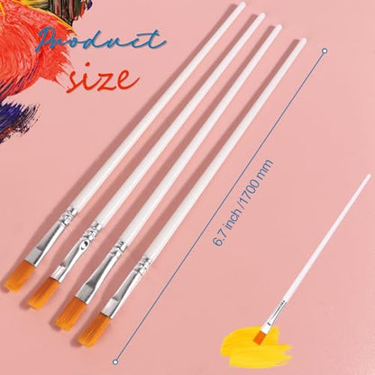 30Pcs Paint Brushes Bulk Flat Nylon Hair Acrylics Paintbrushes Small Oil Watercolors Artist Painting Kits Bulk for Adult, White - color: White