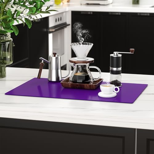 2-Pack Extra Thick Silicone Counter Mats - 24”x16” Large Heat Resistant Kitchen Countertop Protector, Non-Slip Hot Pad Trivet for Air Fryer, Hot Pots & Pans, Coffee Maker (Purple) - color: Purple