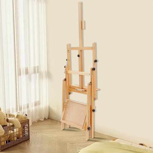 French Easel, Plein Air Painting Easel, Foldable H-Frame Easel Stand for Painting Adult, Studio Art Beech Wood Easel, All-in-One Art Painting Kit for Artists, Beginners, Holder up to 36''