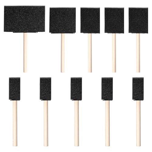 10PCS Foam Paint Brushes Set, Sponge Paint Brush with Wooden Handle, Foam Painting Brushes for Details or Large Area Painting, Staining, Varnishes and DIY Craft Projects (1/2/2.8/4 Inch)