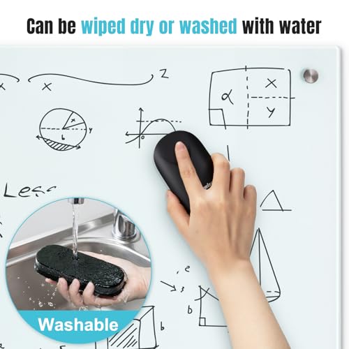 Wingwise Dry Erase Eraser, Magnetic White Board Eraser for Glass Whiteboards, Comfortable Grip, Strong Magnet, 2-Pack, Black + Gray (WE302) - color: 2-pack/ Black + Gray