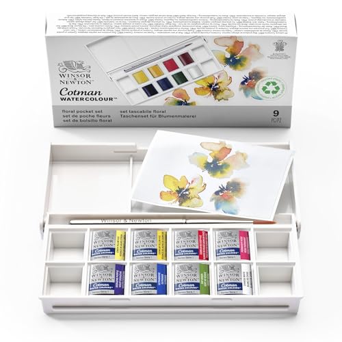 Winsor & Newton Cotman Watercolor Paint Set, 8 Half Pan, Floral Colors w/ Brush - style: 8 Half Pan Floral Colors