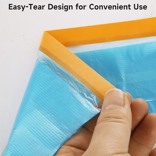 8 Rolls 22" x 66' Painters Plastic Sheeting, Pre-Taped Masking Film, Tape and Drape Drop Cloth for Painting, Automotive Covering and Appliance Protection