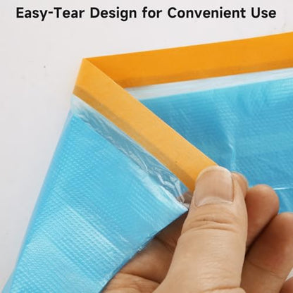 8 Rolls 22" x 66' Painters Plastic Sheeting, Pre-Taped Masking Film, Tape and Drape Drop Cloth for Painting, Automotive Covering and Appliance Protection
