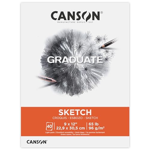 Canson Graduate Sketch Pad, Foldover, 9x12 inch, 40 Sheets | Artist Paper for Adults and Students - Drawing, Sketching and Art Journaling - size: 9x12 inch
